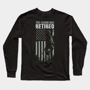 The Legend Has Retired T-shirt Funny Army Retirement Vintage Gift Long Sleeve T-Shirt